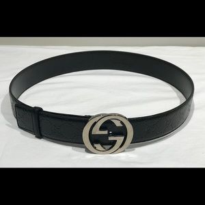 Gucci Belt Black Guccissima Interlocking GG 114876
